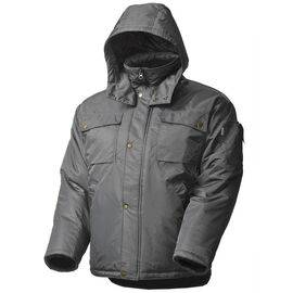 Зимняя куртка мужская рабочая 428C-TWILL-55 на стеганой подкладке с отстегивающимся капюшоном и удлиненной спинкой в интернет-магазине swg.style